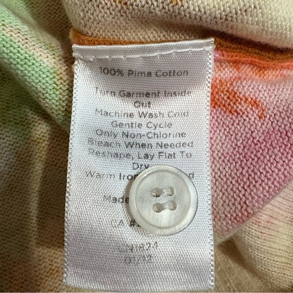 Talbots Orange Pink Green Floral Cardigan sweater 3/4 sleeve Preppy Classic Sz S - Picture 8 of 8